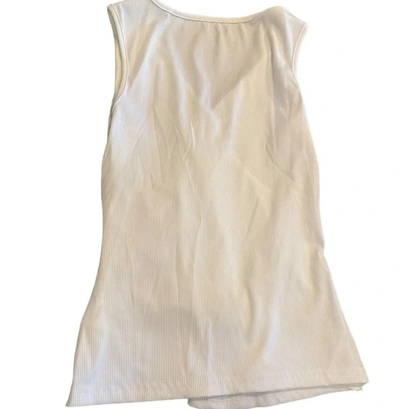 new ribbed tank top set white, tan and black with wrap style and button finish - Picture 5 of 6